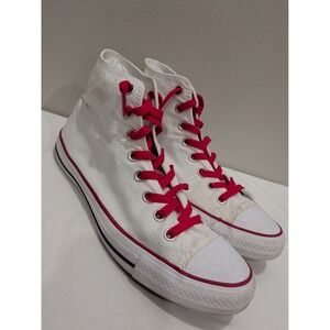 Converse All Star Chuck Taylor Hi Top Mens 8 (Wo's 10) White And Red Sneakers